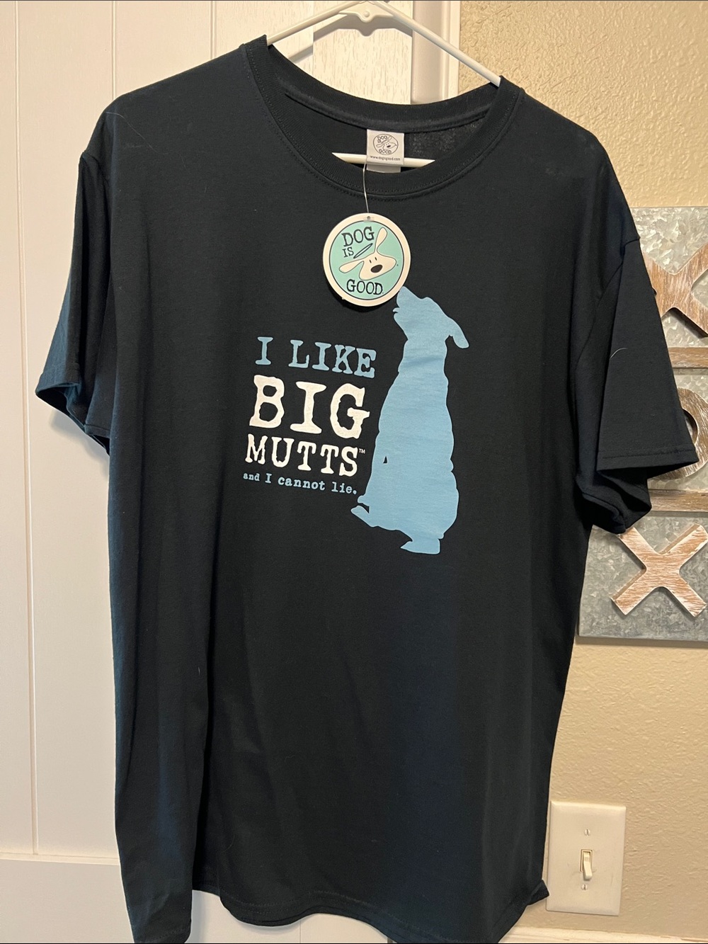 NWT Dog Is Good Men's Black Short Sleeve Graphic Tee - 'I Like Big Mutts'